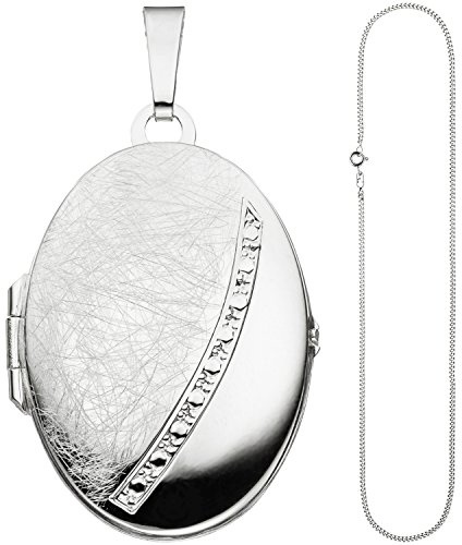 Jobo Damen-Medaillon aus 925 Sterling Silber Oval zum Öffnen für 2 Fotos