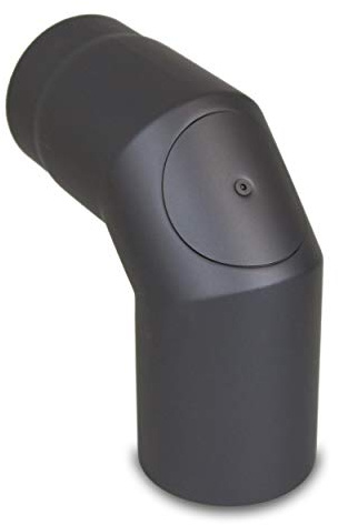LANZZAS Ofenrohr Bogen 90° mit Tür - im Durchmesser Ø 150 mm - Farbe: gussgrau - Rauchrohr/Knie-Bogen mit Reinigungsverschluss