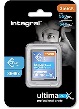 Integral 256GB CFast Karte 2.0 High Performance mit Einer Lesegeschwindigkeit von bis zu 550MB/s und Einer Schreibgeschwindigkeit von bis zu 540MB/s