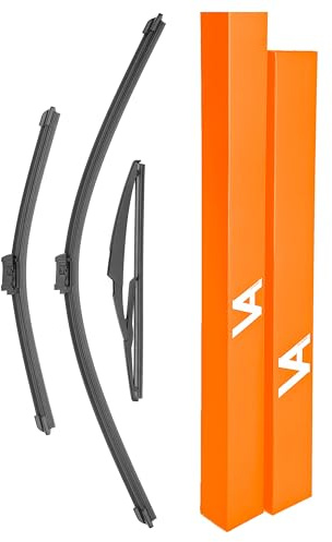 Via Albion VA Wiper Blade Set for Fiat 500 (2007-2022) - UK RHD - Front Windscreen (24, 14 inch) & Rear Window (11 inch) Replacements, All-Weather
