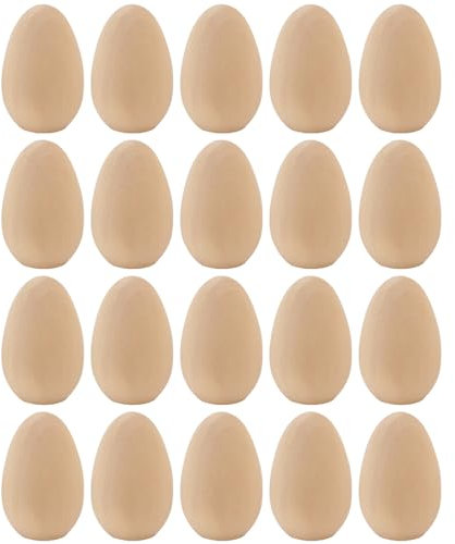 TOYANDONA 20Pcs Natural Unpainted Wooden Eggs Mini Smooth Wood Craft Eggs for Easter Wooden Shakers Unfinished s