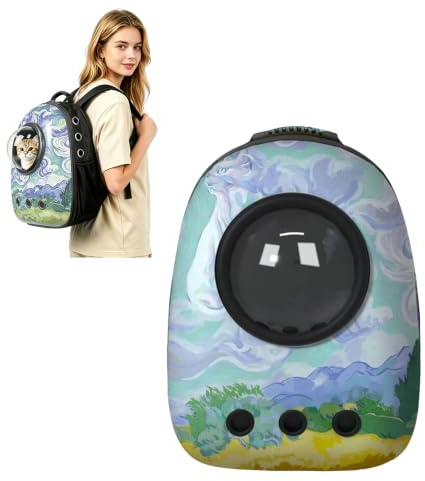 PETCUTE Hunderucksack,Atmungsaktive Haustier Rucksack für Kleine Katzen Hunde,Raumkapsel Haustier Tragetasche mit Aufbewahrungstasche,Katzenrucksack mit Herausnehmbarer Matte zum Reisen im Freien