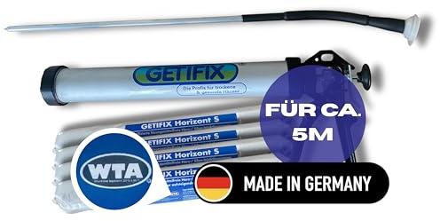 GETIFIX Horizontalsperre Creme 4x600ml + Handdruckspritze – Set gegen aufsteigende Feuchtigkeit im Mauerwerk – für 5m (36,5 cm Wanddicke)