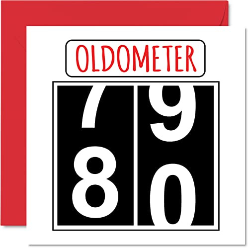Stuff4 Lustige Karten zum 80. Geburtstag für Männer und Frauen, Oldometer | Glückwunschkarte zum 80. Geburtstag für Vater Mutter Urgroßvater Opa Kindermädchen Oma 145mm Grußkarten Karte zum 80