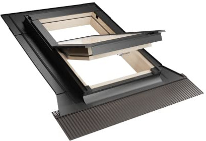 Emica - Finestra da tetto in Legno apertura Bilico | Linea Habitat Solid con Vetrata basso emissivo Certificata CE | Conversa Universale (114x118 Base x Altezza)