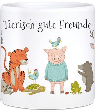 Personalisierte Kinder-Tasse Tierisch gute Freunde - 180ml, Leicht & Ergonomisch, mit Wunschname