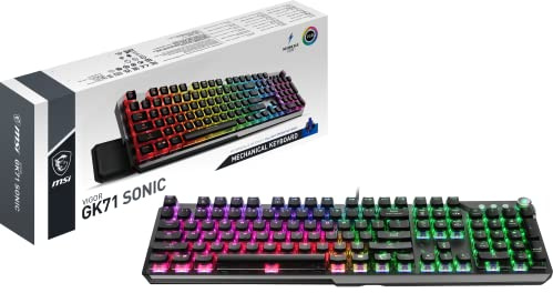 MSI Vigor GK71 Sonic Blue - Teclado mecánico RGB para juegos, interruptores azules sónicos