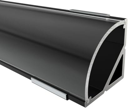 Alumino - LED Aluminiumprofil Schwarz - 200 cm - Eckprofil - Semi Abdeckung + inklusive Zubehör - für 16 mm LED-Streifen - 2 m lang - kompatibel mit Philips Hue - Spree