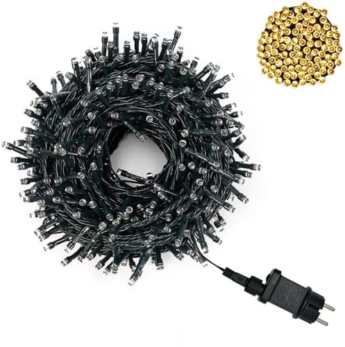 Hopelit - Guirnalda luminosa exterior, 20 m 200 LED, guirnalda luminosa de 8 modos, guirnalda luminosa impermeable IP44 LED para boda, cumpleaños, decoración de árbol de Navidad, color blanco cálido