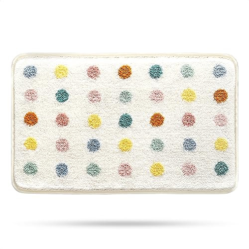 Molesun Niedliche Punkte Badematte 50x80cm, Weich, Saugfähig, Waschbar | Niedlicher Rutschfester Badvorleger, 100% Mikrofaser-Badematten, für Badezimmer Dusche Schlafzimmer Küche, Maschinenwaschbar