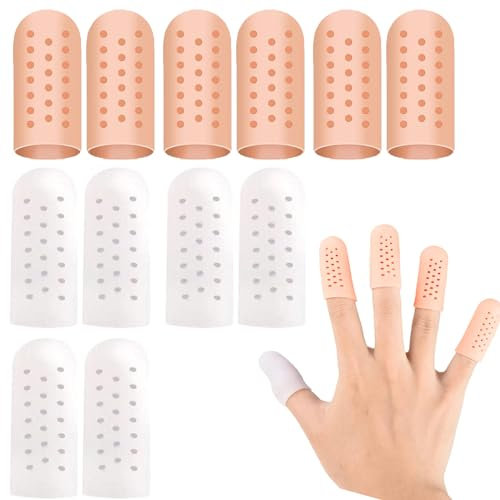 KARELLS Protector Para Dedos de Gel, Protector Dedos Mano, Dedos de Gel Transpirable, Protector de Dedos Gel, Funda Finger Protector, Funda Dedos Manos Transpirables, Manga de Dedos, 12 Piezas