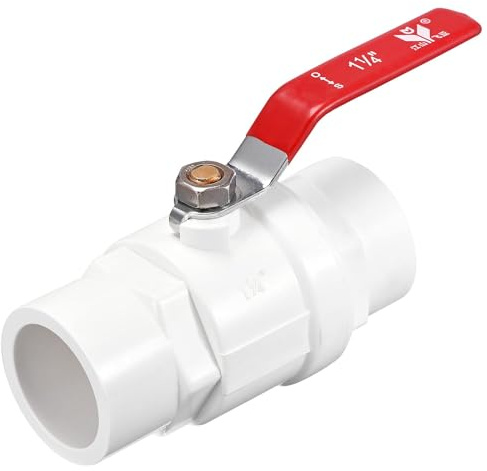 Recogwood 40 mm Kugelhahn, PVC-Sockel-Typ-Absperrventilschalter für Aquarium-Wasserdurchflusskontrolle, Sumpfpumpe, Pool, Gartensprinkler