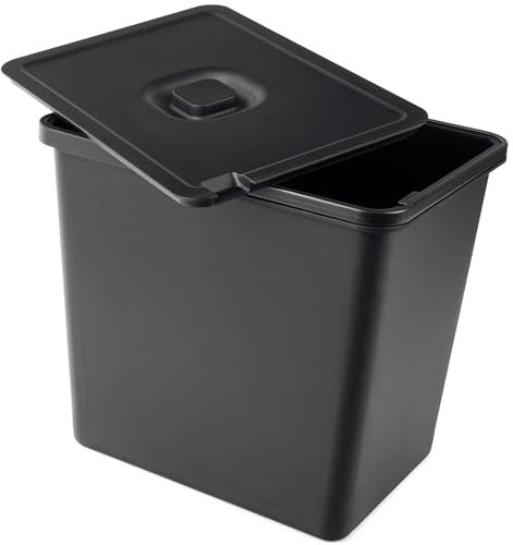 KADAX Müllsammler zur Abfalltrennung 23 Liter, Abfalleimer mit beweglichem Griff, Müllsortierer aus Kunststoff, universeller Abfallbehälter, Müllbehälter (Schwarz, 23L)