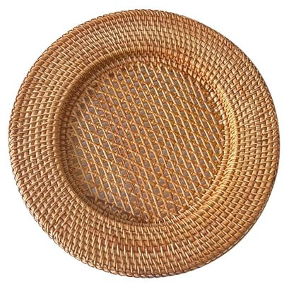 LOVIVER Sottopiatto Rotondo in Rattan, docce rustiche per Bambini, riunioni Festive per cene Formali, Vassoio da Portata per Snack e Articoli Vari