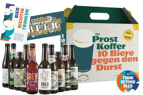 Prost Koffer - Premium Bier Geschenk Paket - 10 x 330ml Craft Beer Flasche - Biergeschenk für Männer - Tasting zu Hause, Männerhandtasche, Geburtstagsgeschenk für Männer, Vatertagsgeschenk