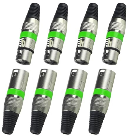 wecan 3-poliger XLR-Anschluss, XLR-Kabelanschluss männlich und weiblich für DMX-Signalkabel oder Audio-Mixer-Mikrofonanschluss (Metallgehäuse, 4 Sätze grün).