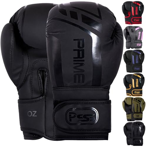 PSS PU Matt Leather Kids Boxing Gloves 4oz, 6oz, 8oz Punching bag MMA Muay Thai for Fighting, Aggressive & Kickboxing junior Sparring junior Training Gloves 1025 (1025 Black, 10 oz)