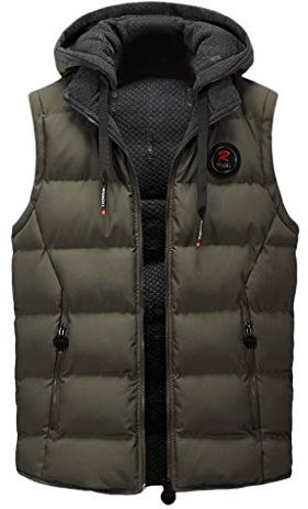 Jacken Kamera Herren lässige Winter warme Kapuzenmit Reißverschluss Ärmellose Weste Lammfell Herren Fell (Coffee, L)