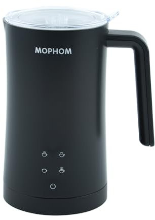 MOPHOM Milk Frother, 4 in 1 Electric Milk Steamer,11.84oz/350ml Automatic Warm and Cold Foam frother for Coffee, Latte, Macchiato, Cappuccino, Hot Chocolate,From the Makers of Mophom 400W,Black