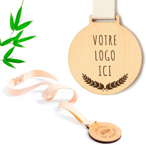 lotdevin Médaille personnalisée en Bois – Medaille trophée Personnalisable Gravure Laser pour Prénom, Chrono, Logo… [Medailles olympiades]