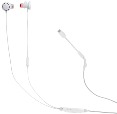 JBL Quantum 50C, kabelgebundenes In-Ear-USB-C-Gaming-Headset mit JBL QuantumSURROUND Sound, Multi-Plattform-Kompatibilität, sprachfokussiertem Mikrofon, Lautstärke-Slider und Stummschaltung, Weiß