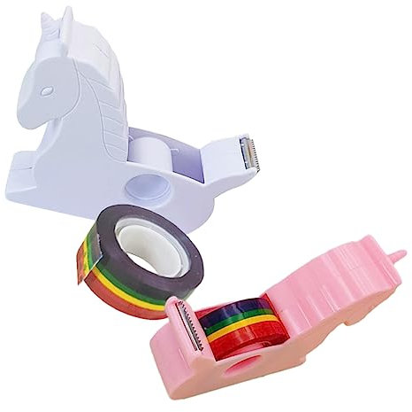 FUNOMOCYA 2St Desktop-Bandhalter scheckheft scrabbook scrabook bürozubehör schulsachen tragbarer Bandhalter Einhorn-Klebebandhalter schöner Bandhalter Bandschneidewerkzeug Rostfreier Stahl
