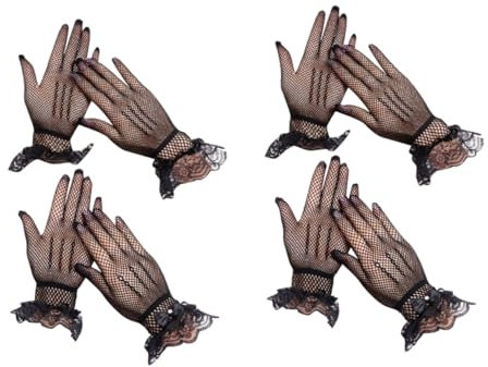GALPADA 2sätze Elegant Lace Brim Gloves Für Damen Hollowed Atmungsaktive Spitzenhandschuhe Für Partys Und Besondere Anlässe Schwarz Strass