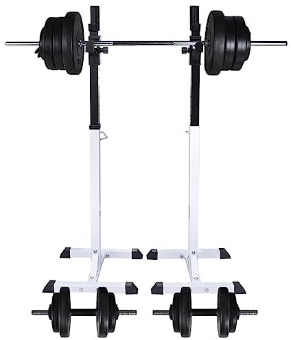Übung & Fitness Langhantel Squat Rack mit Langhantel und Kurzhantel Set 60.5 kg Gewichtheben