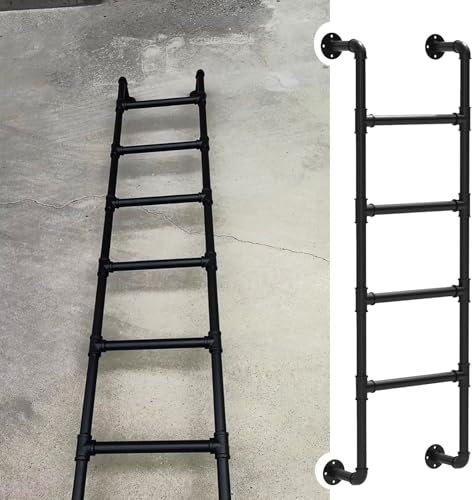 An der Wand montierte Metallleiter für den Dachboden, 4 Fuß, 5 Fuß, 6 Fuß, 7 Fuß, 8 Fuß, 9 Fuß, schwarze Kellerfenster-Schachtausstiegsleiter, Mehrzweck-Dachboden-Anlegeleiter, Etagenbettleiter(290cm/
