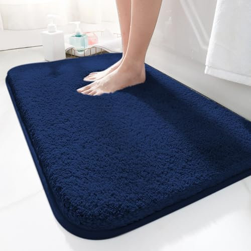 LUOJINYI Alfombra de baño 40x60cm antideslizante, suave, absorbente de agua, alfombrilla de microfibra Shaggy de pelo largo para el baño, alfombra de baño lavable a máquina para bañera, ducha y cuarto