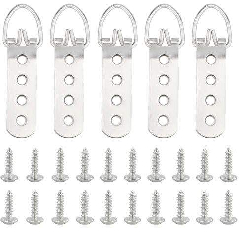 Lot de 5 crochets de suspension à 4 trous pour photos lourdes, anneaux en D, crochets de suspension super lourds pour tableaux/miroirs, cintres, robustes avec vis pour accrocher des œuvres d'art,