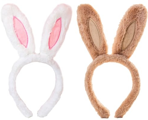 AYNKH 2pcs mignon lapin oreille peluche bandeau, peut plier long lapin oreille bandeau, adulte et enfant lapin oreille coiffure, accessoires de costumes de carnaval, cosplay coiffure