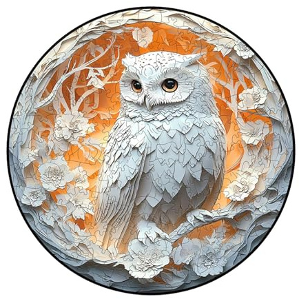 Vogelpuzzle aus Holz – handgefertigtes Eule-Puzzle | 3D aus Holz, rund, 3D, 150 Teile, 3D Tier, Geheimnis, Vogel, Eule aus Papier, für Thanksgiving und Weihnachten