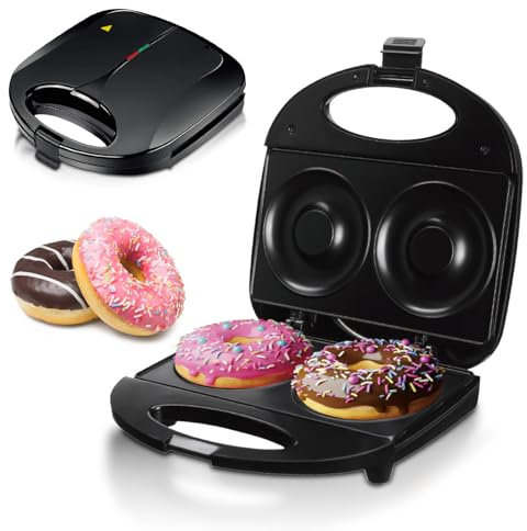 PPLDABNK Children's Donut Machine - 2 Mini Donuts, Non-stick Flat Pan, Double-sided Heating, Safe And Easy to Use, Great for Kids Breakfast, Snacks And Desserts (Black, Compact),Black
