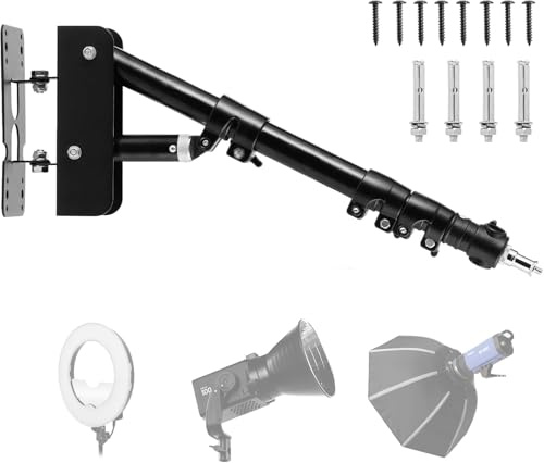 Goshoot Triangular Studio Arm for Wall Mounting, Maximum Length 110 cm for Flash Units, Softboxes, Ring Lights, Umbrellas
