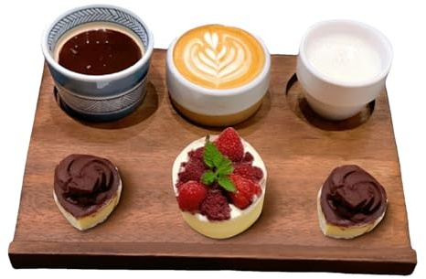 Bandeja de Servicio de Madera - Bandeja De Desayuno De Madera - de Servir Retro de Compartimentos para Desayuno, Cafés, Aperitivos, Cenas y Fiestas