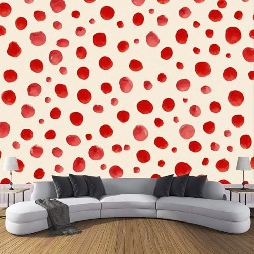 DACRWEKZ Carta da Paratirosso, Motivo Punto rosso Acquerello semplice, Ideale per Camera, Soggiorno o Parete Principale - 300 x 210 cm