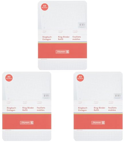 Brunnen 1066302 Ringbucheinlagen (A5, kariert, 50 Blatt, 70 g/m²), weiß (Packung mit 3)