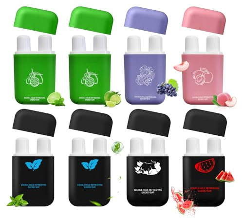 8 Pièces Inhalateur Nez Inhaler Nasal Stick Inhalateurs Nasaux Conception À Double Extrémité Comprend 6 Parfums Doux Et Non Irritant Compact Portable Soulage Rapidement L'inconfort Rafraîchit Revigore