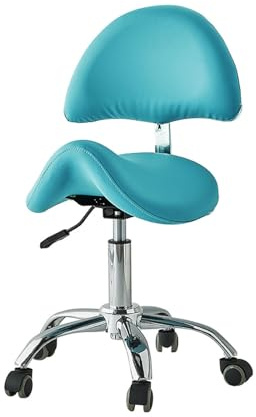 Sadelpall med ryggstöd, 200 kg lastkapacitet, ergonomisk 360° svängbar rullstol för hem kontor butik salong
