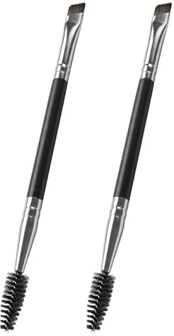 Dual-Ended Eyebrow Brush, Angled Eyebrow Brush and Eyeliner Brushes for Precision Makeup Application (Black)