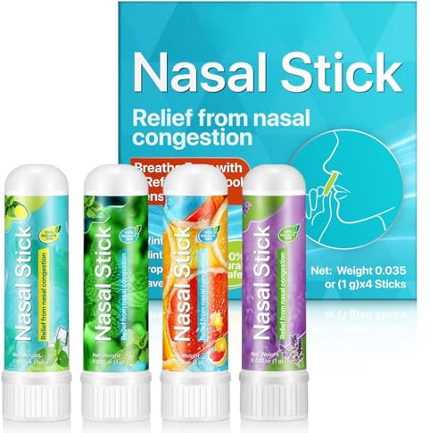Nasal Stick 4 Pack, Mint, Orange, Lavender Nose Inhaler Stick,Sinus & Blocked Nose Relief Set, Daily Relaxation, Stress Relief, Natural Mood Boost, Travel Friendly, Cool Refreshing Sensation