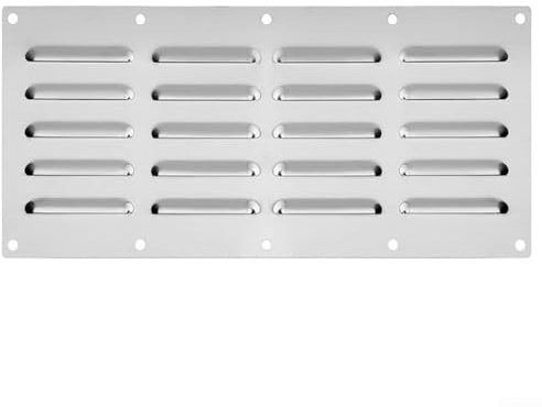 Qualoramall Pannello di ventilazione in acciaio inox, 34 x 13,5 cm, per braciere in muratura, cucine all'aperto, grill, resistente alla ruggine, pannello di scarico 304 grado argento, confezione da 1