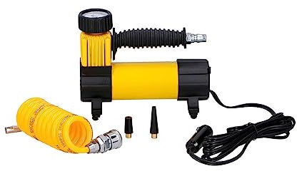 Dunlop Automotive Mini-Kompressor 12 Volt Betrieb über Zigarettenanzünder Auto, Gelb Air Kompressor Einheitsgröße