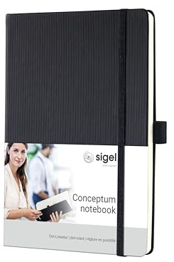 Sigel CO120 Anteckningsbok ca A5, blanko, hårt fodral, svart, CONCEPTUM Prickig 148 x 213 x 20 mm svart