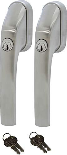 ABUS FG300 ER, abschließbarer Fenstergriff in Edelstahl-Optik, im Set 2 Stück alle gleichschließend AL0145 mit insgesamt 4 Schlüssel