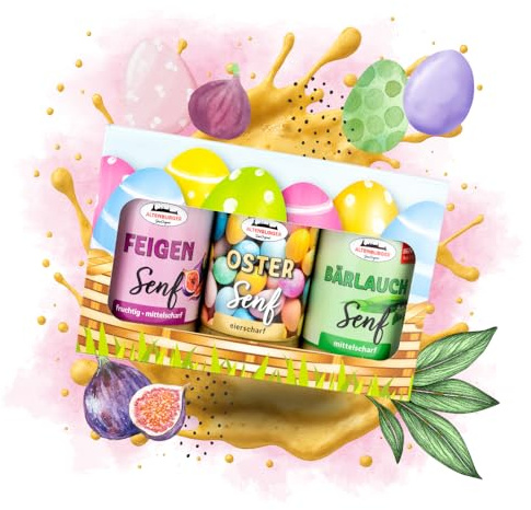 Altenburger Original Senf Oster Kiste drei originelle Senfsorten als Geschenk für Männer und Frauen