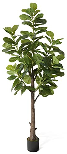 Fencer Wire Artificial Fiddle Leaf Fig Tree, 6/7 Feet in Pot with Dried Moss, for Indoor House Home Office Store, Potted Ficus Lyrata Faux Tree, Fake Plant Modern Decoration Gift for Housewarming