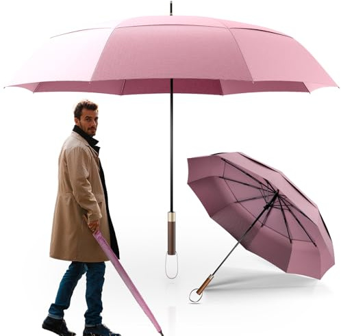 LOGAN & BARNES Stockschirm sturmfest [Ø120 cm] mit hochwertigem Echtholzgriff - XXL Regenschirm für 2 Personen - Regenschirm Groß - Modell CHICAGO