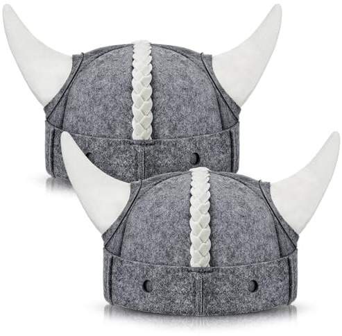 JaGely 2 st bastuhatt vikingahorn ullmössa för bastu rysk banya finsk Ukraina bastu tillbehör traditionell present för bastu användare kvinnor män, håller huvudet håret från varm ånga, grå och vit